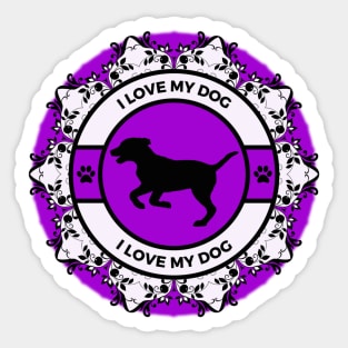 Purple/Violet I Love My Dog Sticker